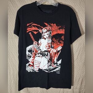 Spencers Bad Habits Anime Katana Black 100% Cotton Tshirt Men's Small Like New